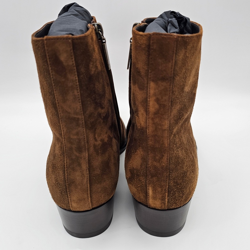 Saint Laurent Mens Wyatt 40 Zip Boot Suede Leather Ankle Tobacco Brown Size 9.5 - Picture 7 of 11